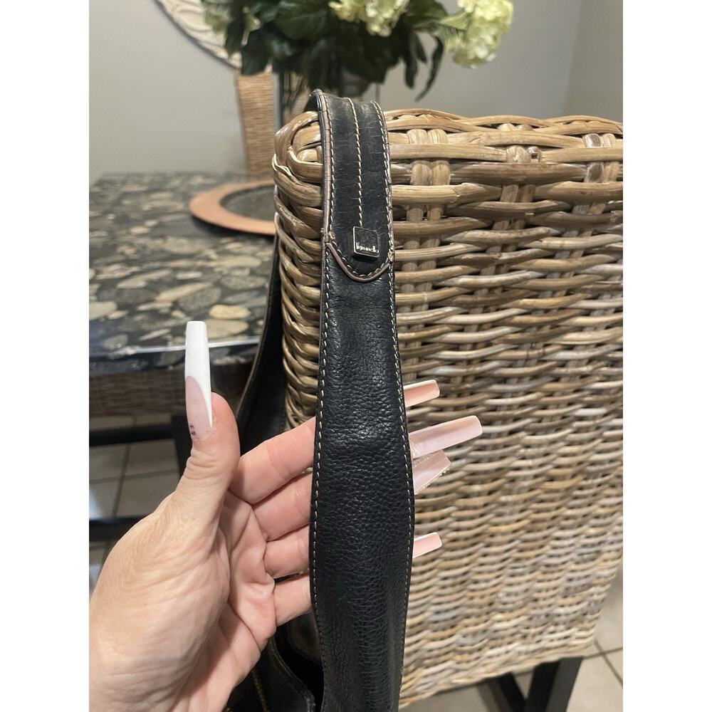 Vintage Tignanello Perfect 10 HmBag~Black Pebble Grain Leather Purse Handbag - Picture 5 of 9